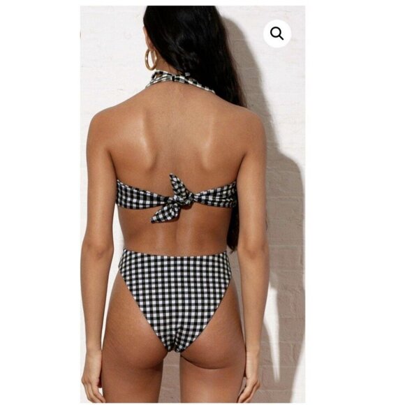 NWT Mara Hoffman Blanca Halter One-Piece Swimsuit Black cutout sides small - Picture 2 of 11